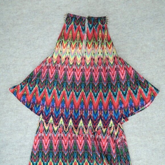 MSK Sleeveless Dress Multicolored Gold Chain Halter Neck Pullover Women's Medium - Picture 5 of 7